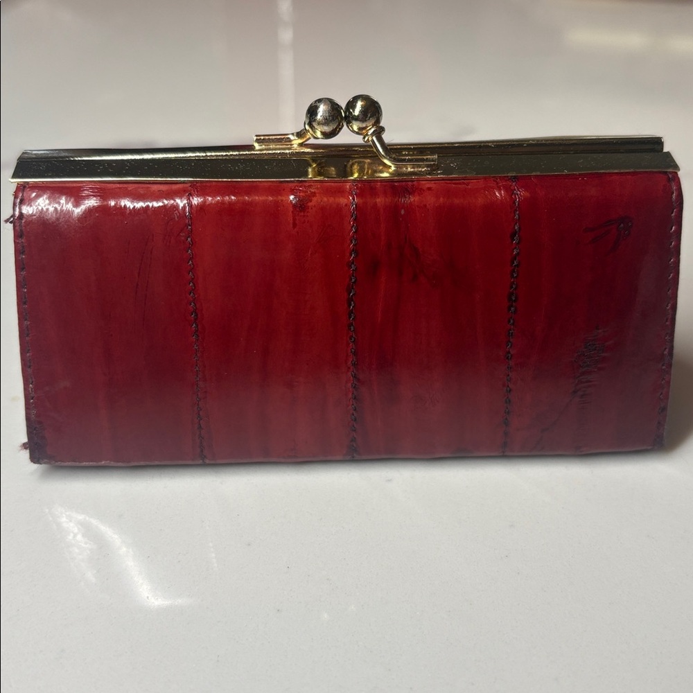 VON SHAWNMANN Vintage Eel Skin Mini Kiss Lock Coin Purse
